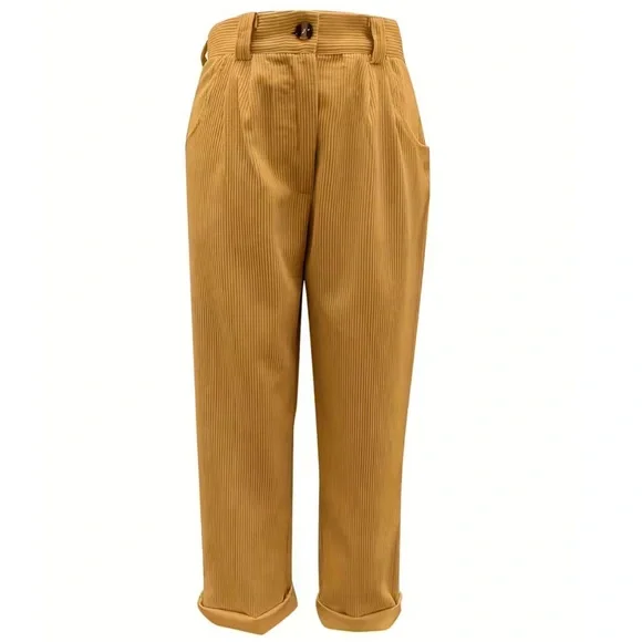 Amazing Brown Corduroy 90’s Style High-Rise Single Pleated Retro Pants! - Picture 4 of 6